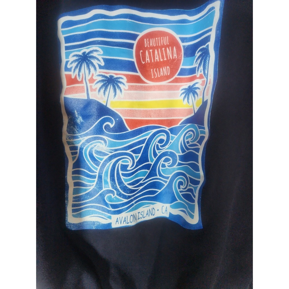 Vintage Catalina Island California Hoodie Medium Navy Blue Avalon Island CA - Picture 2 of 6